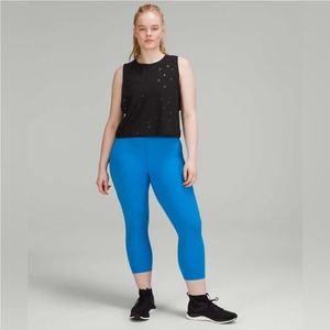 Lululemon black muscle love tank shine, size 8, lulu logo